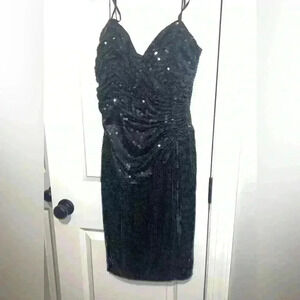 Tadashi Shoji s 10 Vintage 80’s Formal Gown Sequin Dress Black Timeless Classic